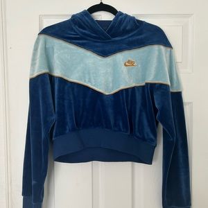 Women’s Cropped Nike Hoodie | Blue | Velour | New w/ no tags